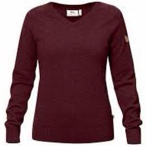 Fjallraven Women's V-Neck Maroon Sweater